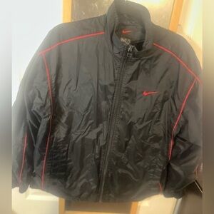 Y2K Nike Men's Windbreaker - Size XL, Black with Red Accents